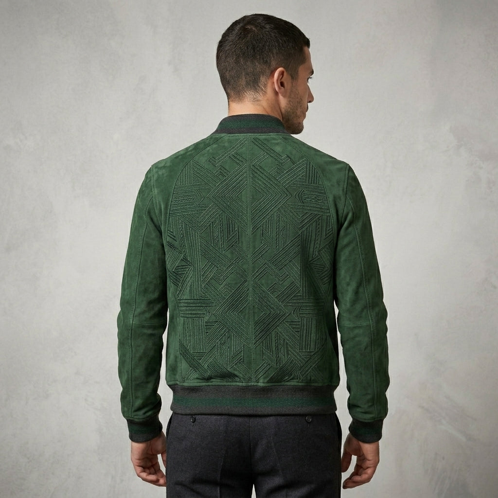 Men’s Stylish Brown Suede Bomber Jacket