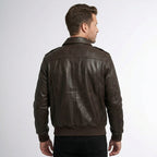 Men’s A2 Leather Aviator Jacket – Winter Flight Bomber Style