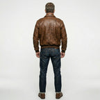 Men’s Brown A-2 Pilot Leather Jacket – Classic Military Flight Bomber Style