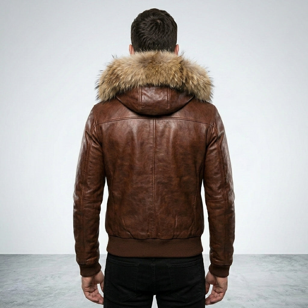 Men’s Vintage Biker Jacket with Hood