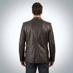 Men’s Classic Black Leather Blazer Coat