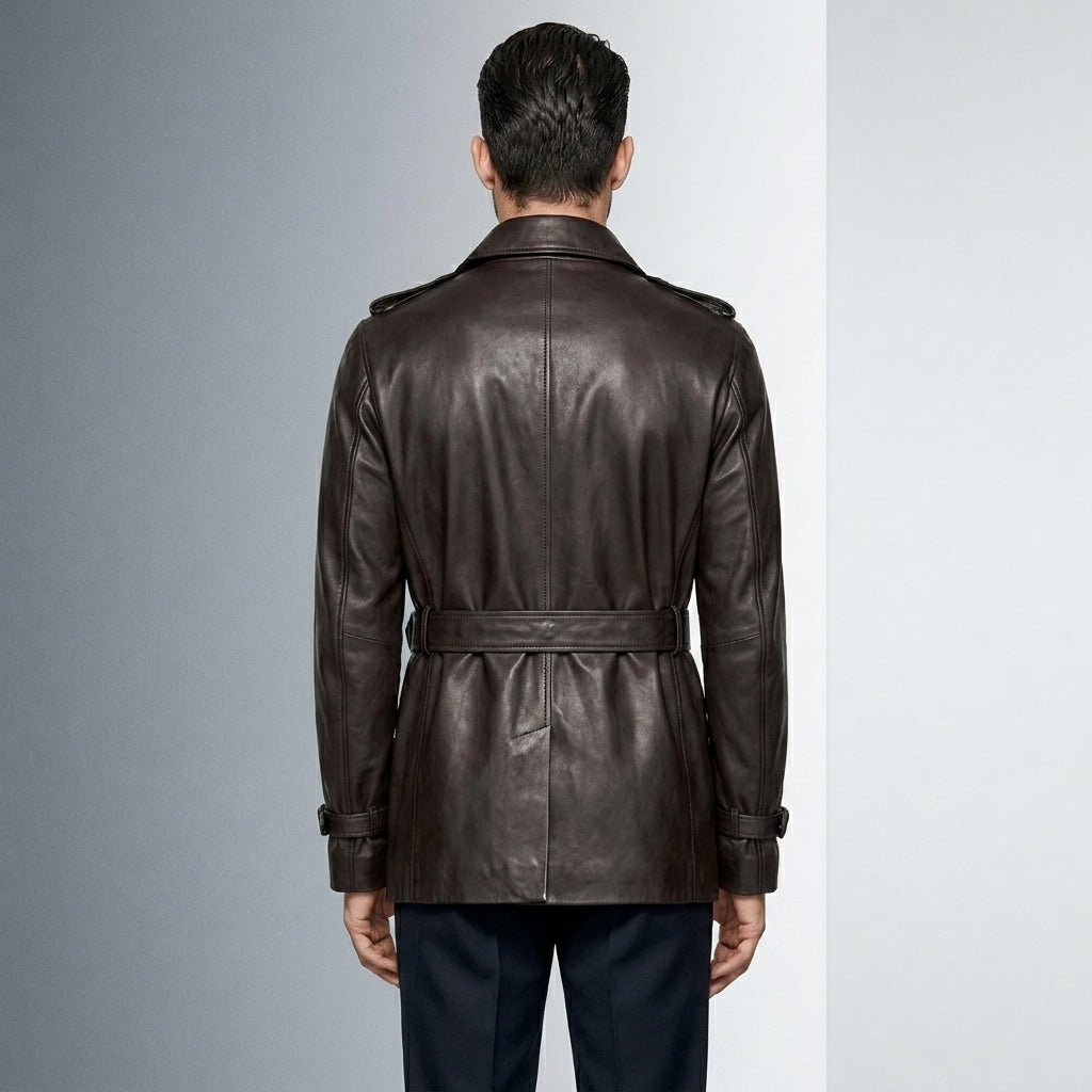 Men’s Leather Trench Coat – Classic Longline Premium Style