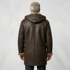 Men’s Brown Shearling Hoodie Coat