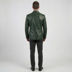 Men’s Green Lambskin Leather Blazer Coat