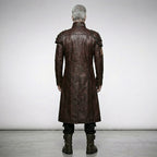 Men’s Punk Rave Brown Faux Leather Trench Coat