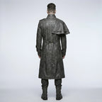 Men’s Devil Fashion Black Gothic Leather Trench Coat – Steampunk Long Coat Style