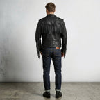 Men’s Fringe Hide Leather Motorcycle Jacket – Vintage Biker Western Style