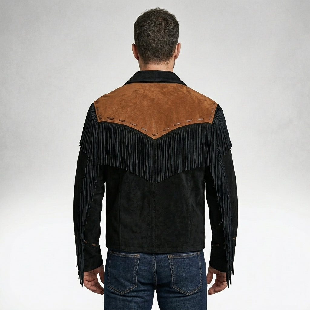 Men’s Western Cowboy Suede Leather Jacket – Classic Rancher Style