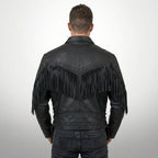 Men’s Western Arrow Leather Motorbike Jacket – Vintage Biker Style