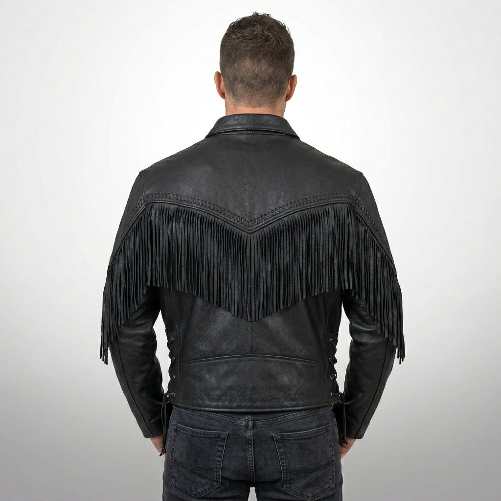 Men’s Western Arrow Leather Motorbike Jacket – Vintage Biker Style