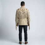 Men’s Western Cowboy White Suede Jacket – Vintage Rancher Style