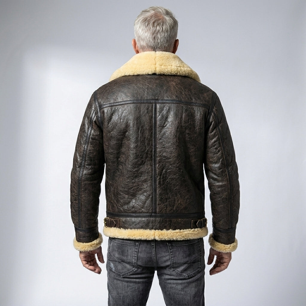 Buy Men's Dark Brown B3 Military Shearling Bomber Jacket