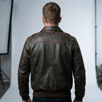 Men’s Brown A2 Military Aviator Pilot Leather Bomber Jacket – Classic Flight Style