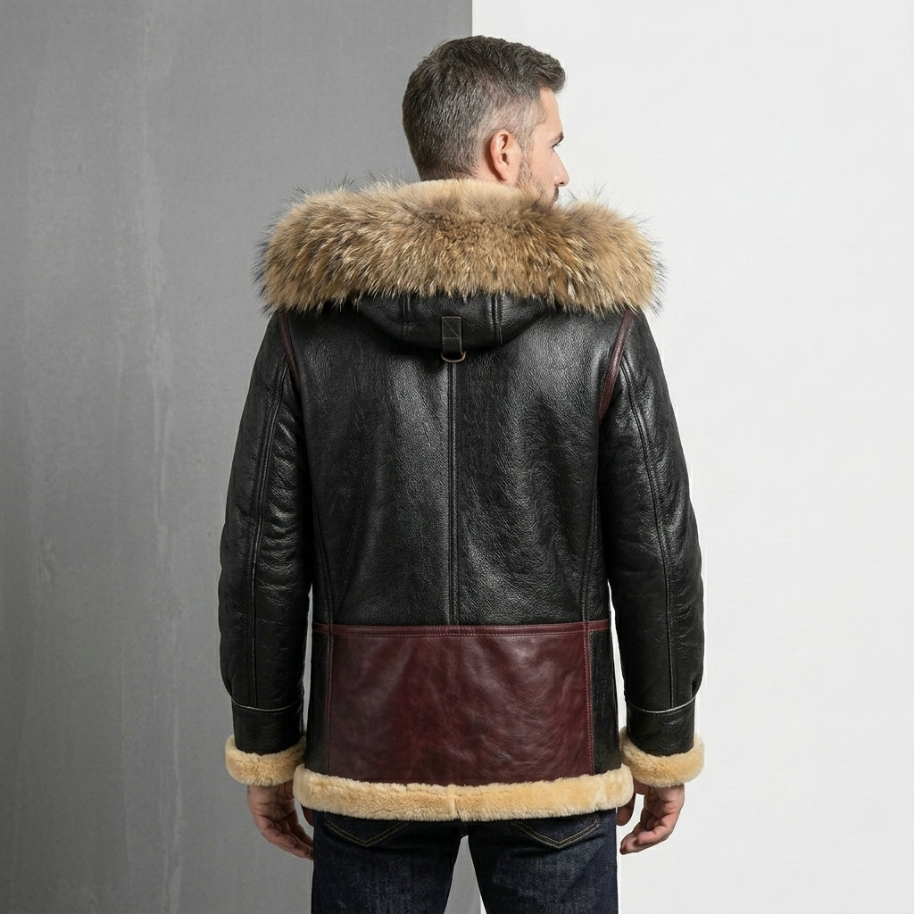 Men’s B3/B7 Shearling Bomber Military Jacket – Premium Sheepskin Fur Coat
