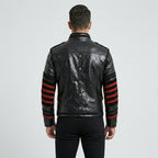 Men’s Gothic Military Style Leather Jacket – Dark Tactical Biker Coat