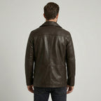 Infinity Brown Genuine Leather Pea Coat