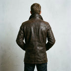 Vintage 1940s Malungs Swedish Goatskin Leather Peacoat