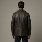 Men's Vintage Brown Leather Peacoat Jacket