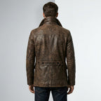 Alex Men’s Double Breasted Brown Leather Peacoat