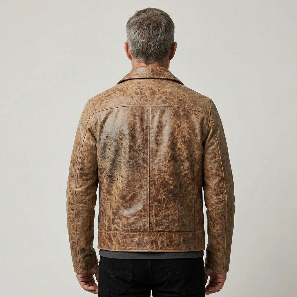 Men’s Vintage Distressed Brown Real Leather Jacket