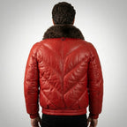 Men’s Premium Red Goose Down Leather Jacket