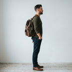 Retro Genuine Leather Laptop Backpack with Classic Buckle Closures