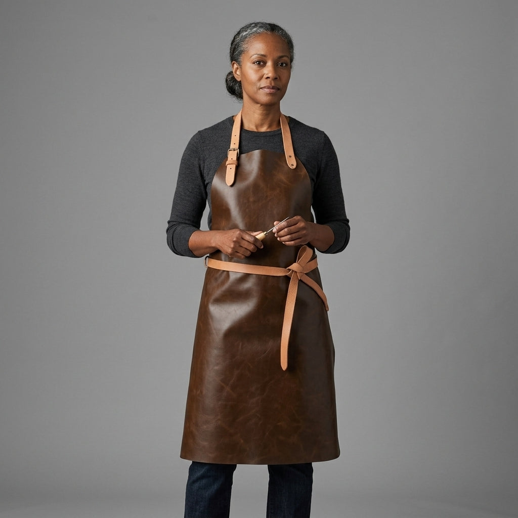 Dark Brown Distressed Leather Apron