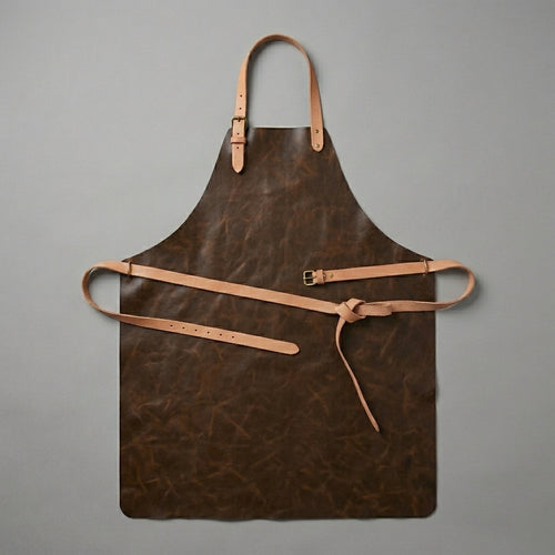 Dark Brown Distressed Leather Apron