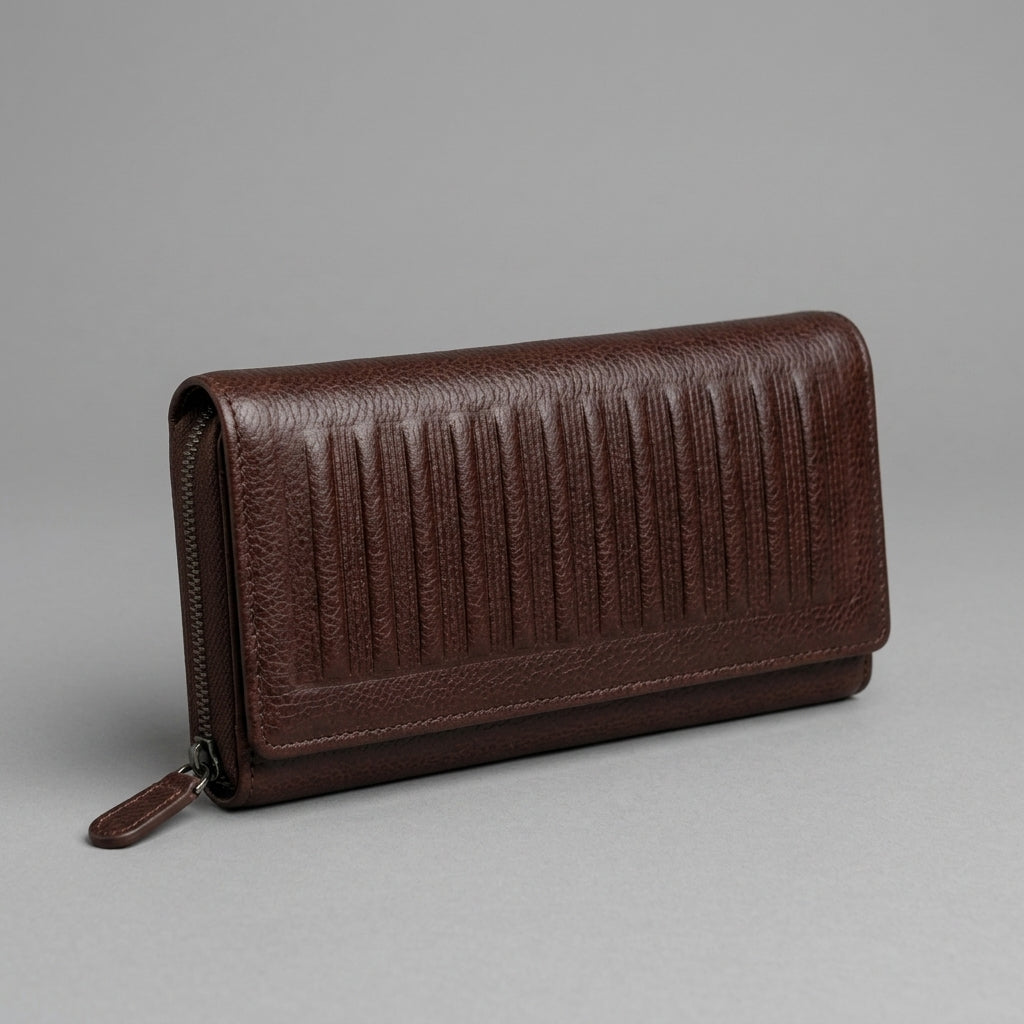 Elegant Brown Leather Clutch Bag for Women