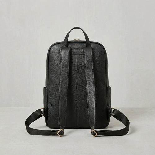 Elite Black Leather Backpack
