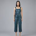 Emerald Faux Leather Belted Jumpsuit
