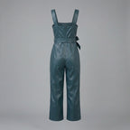 Emerald Faux Leather Belted Jumpsuit