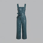 Emerald Faux Leather Belted Jumpsuit