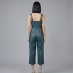 Emerald Faux Leather Belted Jumpsuit