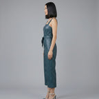 Emerald Faux Leather Belted Jumpsuit