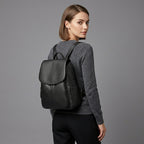 Elegant Black Leather Backpack for Girls