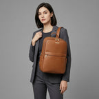 Brown Classic Genuine Leather Backpack for Women