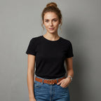Double O-Ring Gold Buckle Leather Belt