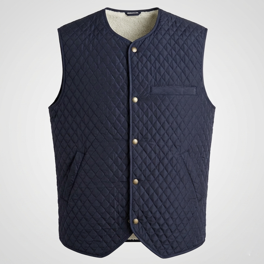 Men’s Rancher Western Sheepskin Vest with Quilted Design – Premium Winter Gilet