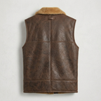 Men’s Shearling Fur Flight Pilot Vest – WW2 Sheepskin Aviator Gilet
