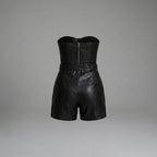 Genuine Leather Mini Catsuit for Women