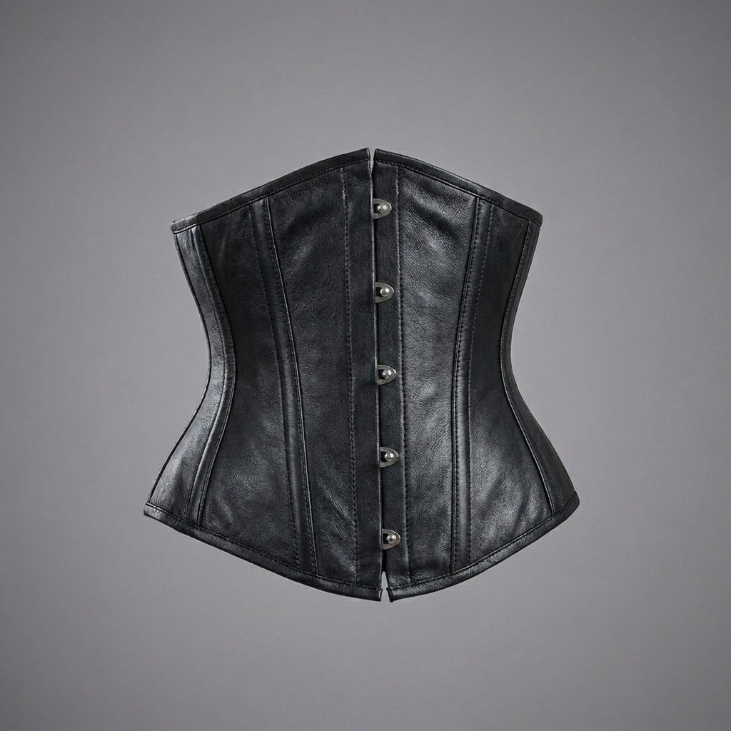 Genuine Leather Steel Boned Heavy-Duty Underbust Waist Trainer Corset