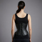 Genuine Leather Steel Boned Heavy-Duty Underbust Waist Trainer Corset