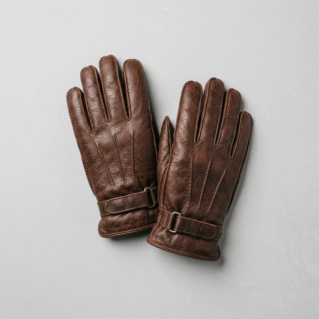 Hestra Brown Elkskin Leather Gloves