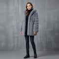 Gray Fox Fur Hooded Parka Coat