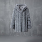 Gray Fox Fur Hooded Parka Coat
