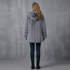 Gray Fox Fur Hooded Parka Coat