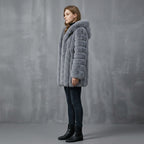 Gray Fox Fur Hooded Parka Coat