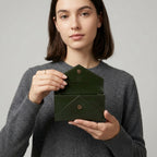 Green Leather Envelope Clutch Bag