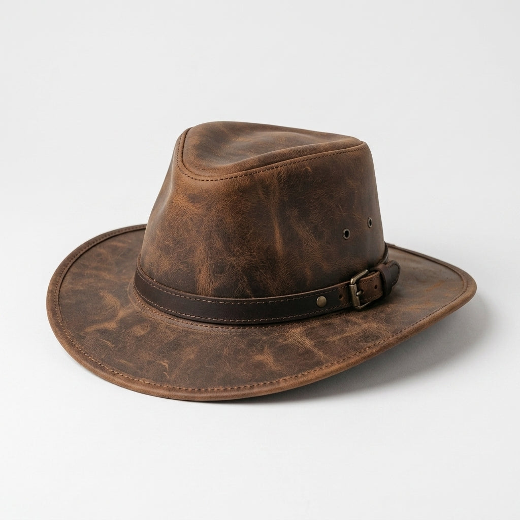 Equistl Cow Crazy Style Brown Leather Cowboy Hat – Rustic Western Western Hat